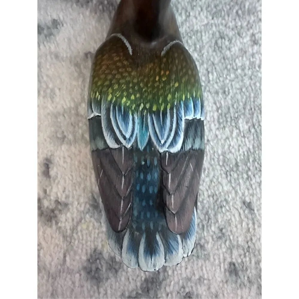 Vintage Handpainted Wooden Carbed Decoy Decor